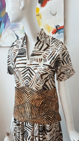 Sommerliche Kurzarm-Bluse mit "Afrika"-Print(-50%)