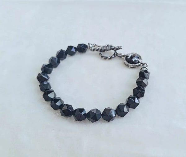 Armband, Sterling-Silber mit scharzem Onyx