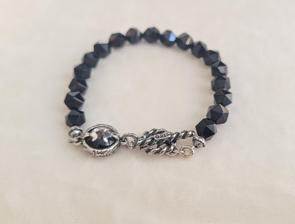 Armband, Sterling-Silber mit scharzem Onyx