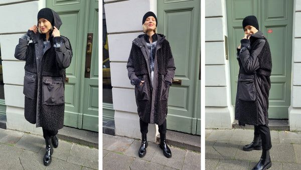 Parka Patchwork overs. (schw.)