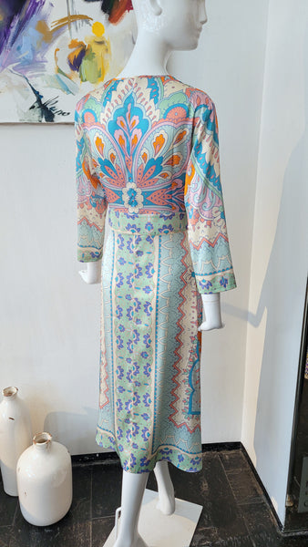 Seidenkleid mit platziertem Print (-40%)