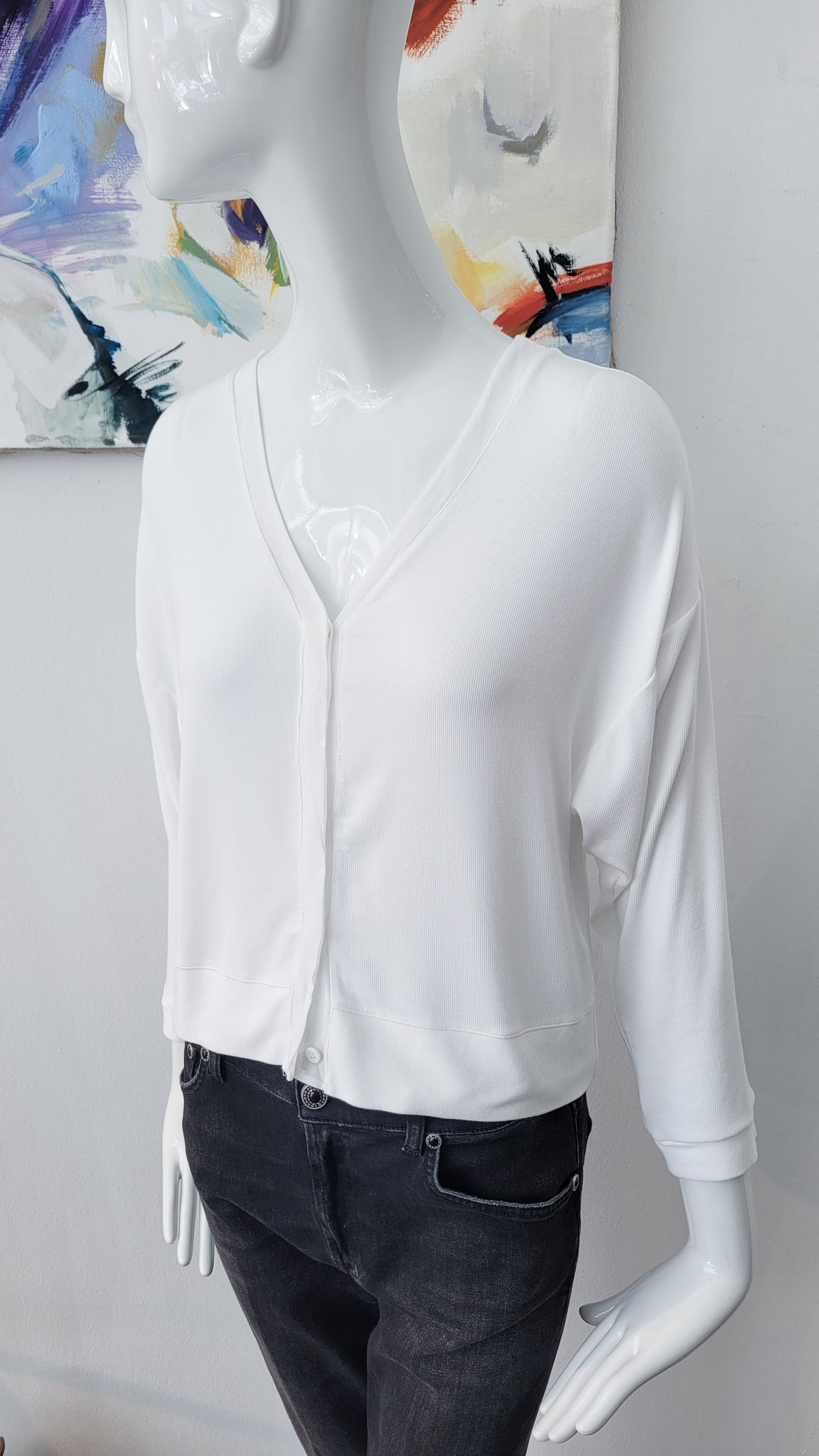 Cardigan leichter Jersey (weiss)