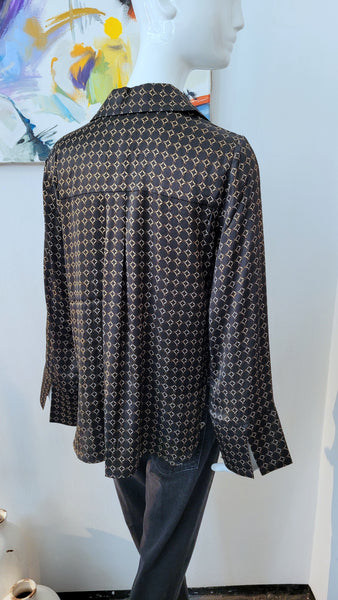 Seidenbluse mit Kleinmuster Fb.Mokka