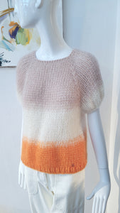 Handgestrickter Pullover mit Kurzarm & Farbverlauf (orange)