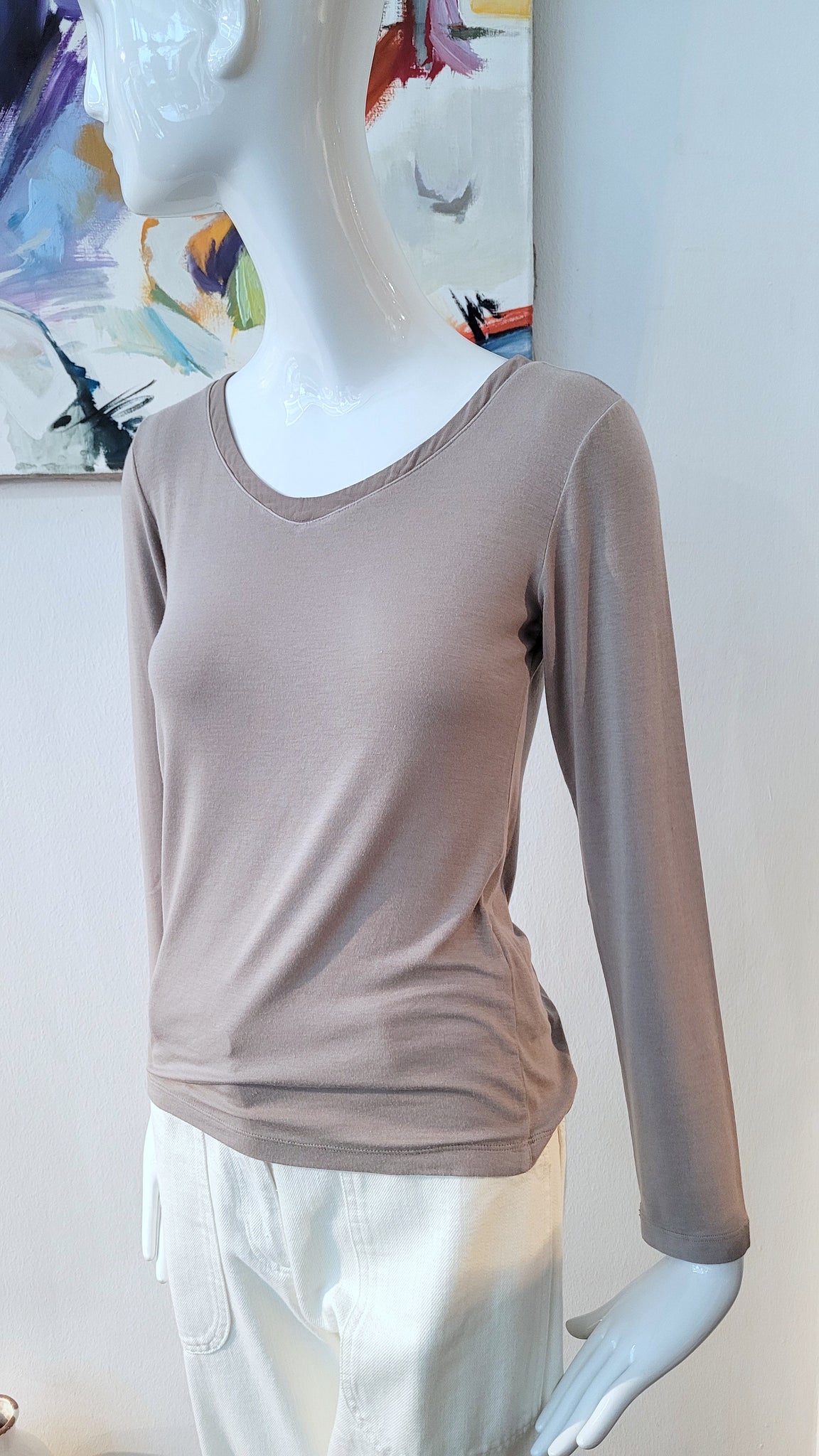 Langarmshirt (taupe)