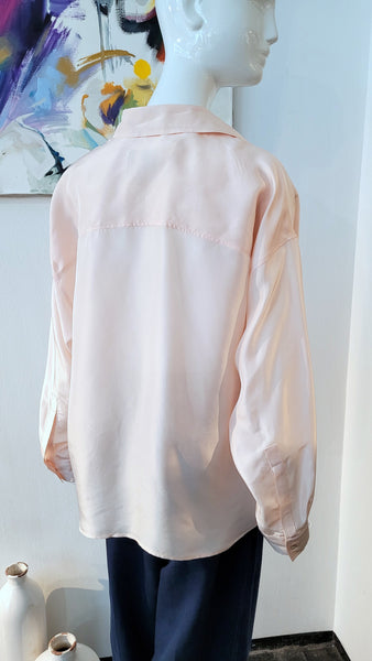 Seidenbluse mit Brusttaschen (rosé)