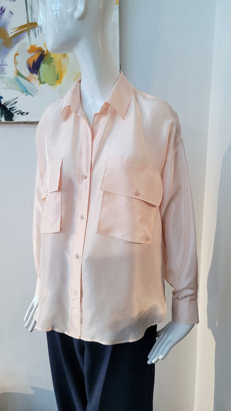 Seidenbluse mit Brusttaschen (rosé)