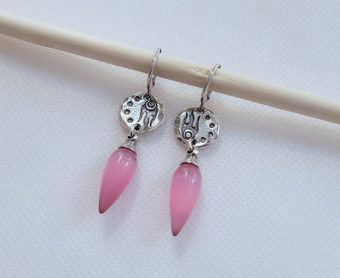 Ohrringe Tropfen pink