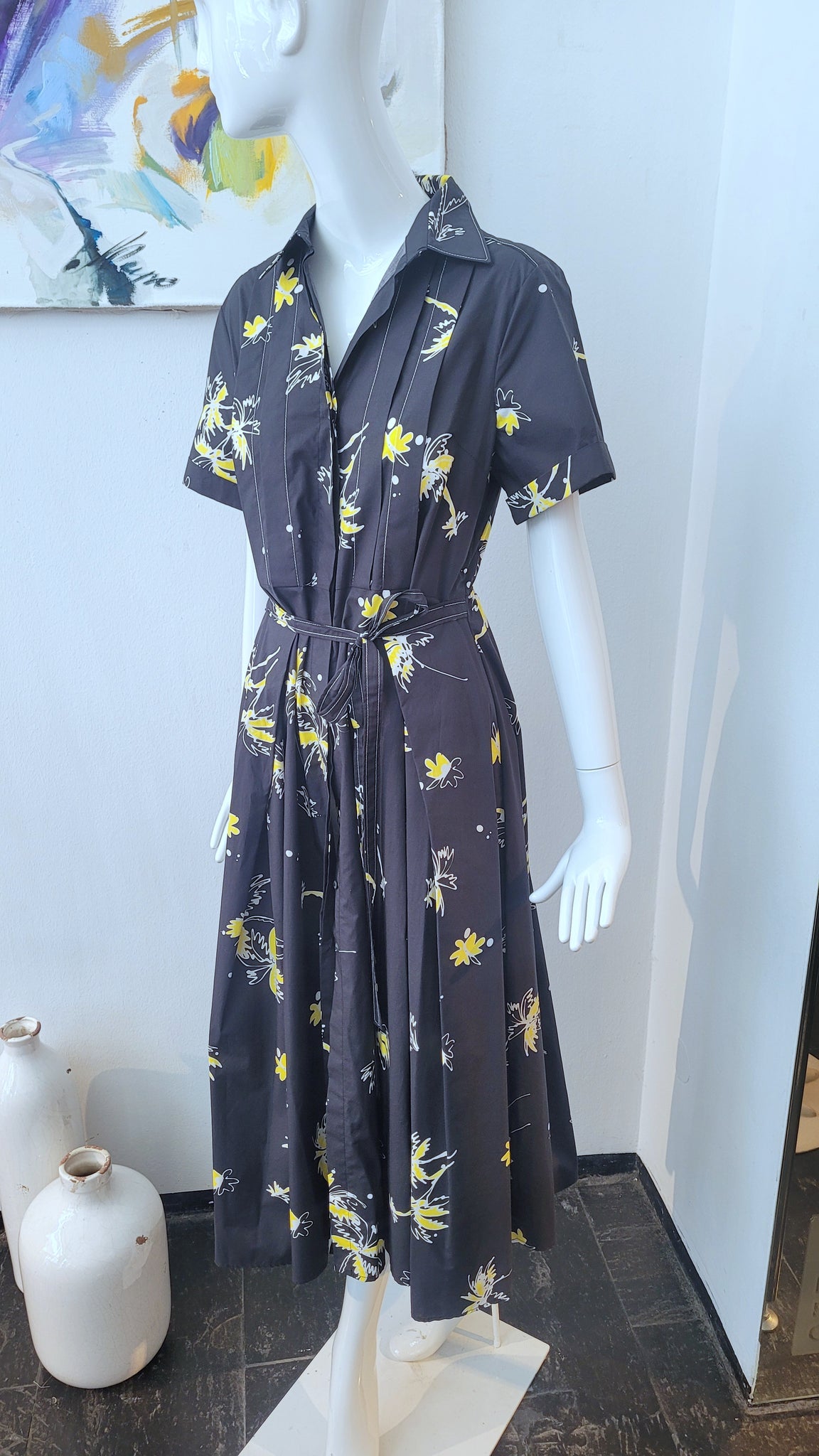 Kleid aus Baumwolle mit Kragen (Asphalt)