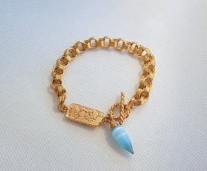 Armband mit blauem Tigerauge-Tropfen