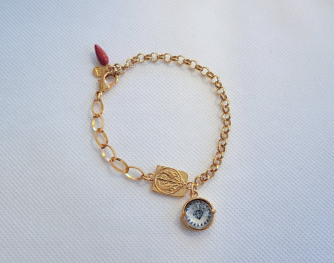 Armband mit Korallen-Tropfen und Kristallglas