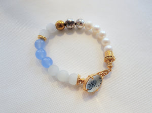 Armband mit Perlen, blauer Jade, Tigerauge, etc.