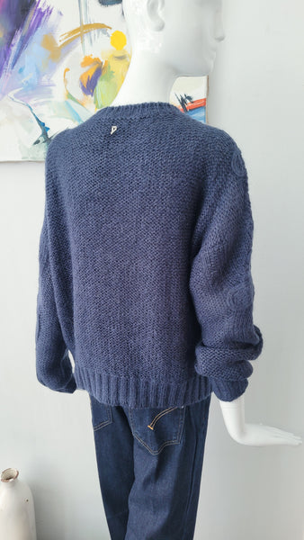 Pulli mit Ornamenten (petrolblau)