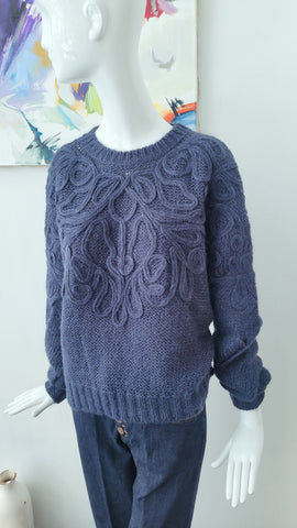 Pulli mit Ornamenten (petrolblau)