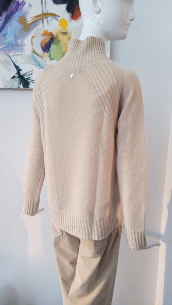 Pulli mit Stehkragen & Details (beige)