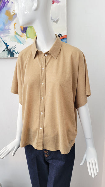 Bluse overs. Lurex gold