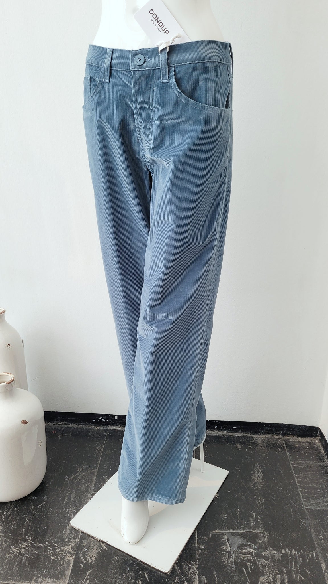 Cordhose, weit (blau)