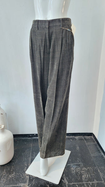 Hose Viscosesamt mit Struktur, d. olive