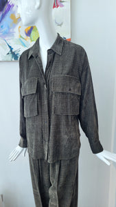 Hemdjacke Viscosesamt mit Struktur, overs.