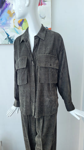 Hemdjacke Viscosesamt mit Struktur, overs.
