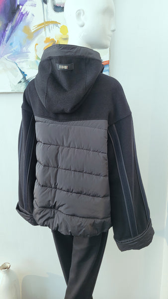 Jacke Patchwork, teils gesteppt (schwarz)