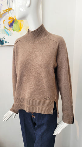 Pulli mit Kaschmir (Muskat mit farb. Details), Stehkragen