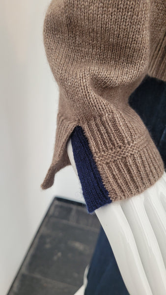 Pulli mit Kaschmir (Muskat mit farb. Details), Stehkragen