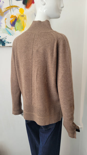 Pulli mit Kaschmir (Muskat mit farb. Details), Stehkragen