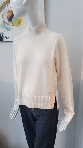 Pulli mit Kaschmir (creme), Stehkragen