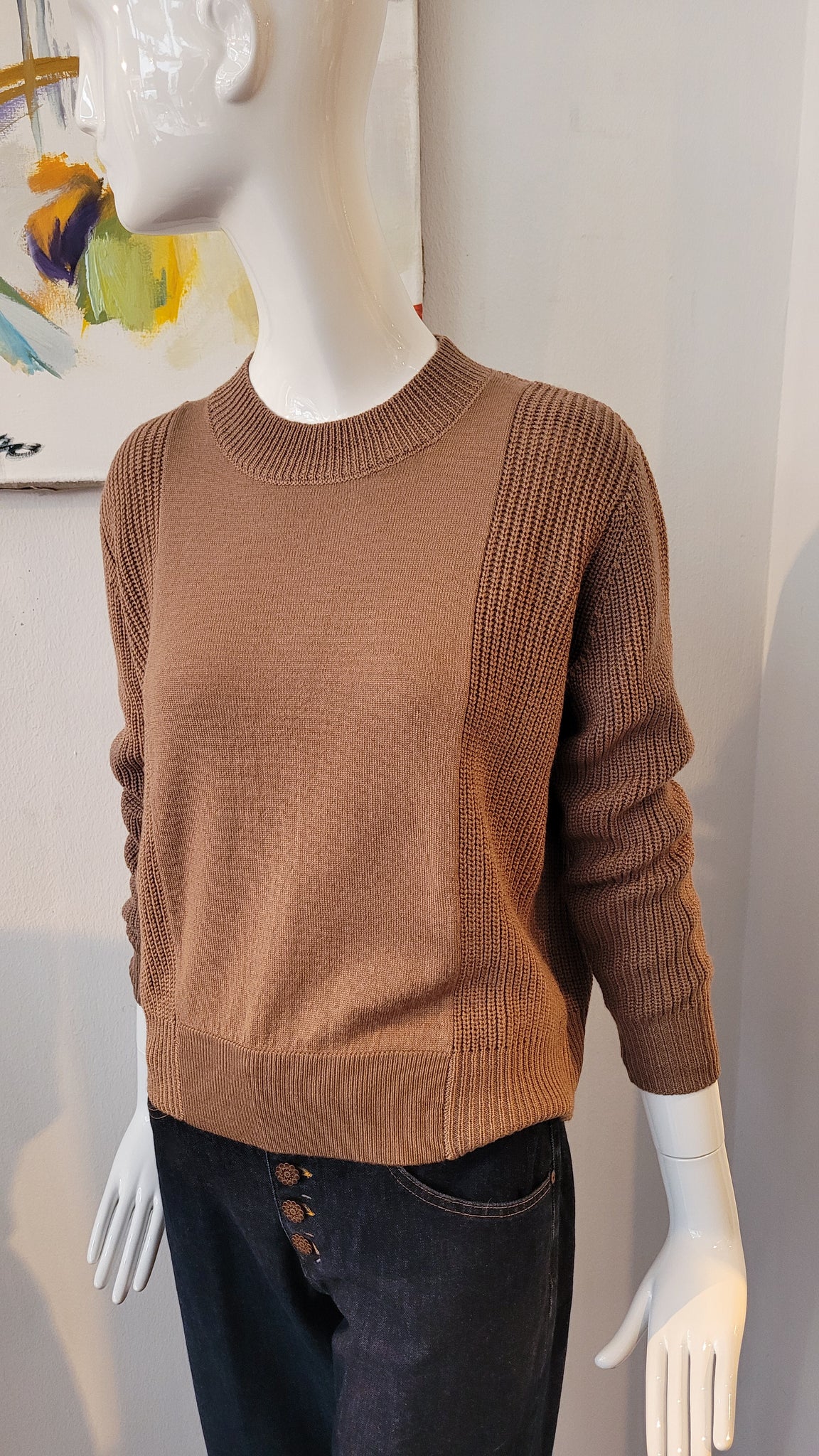 Pulli mit Merino in zwei Strickarten (karamell)