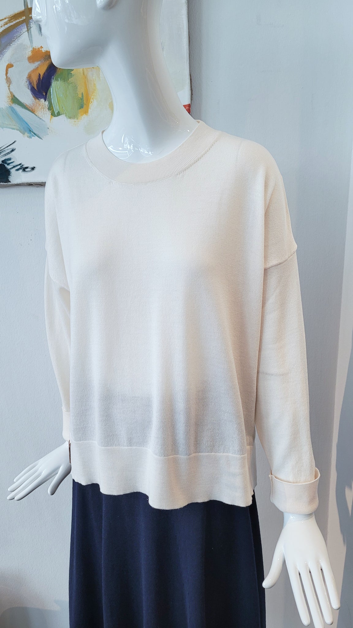 Pulli in Merinofeinstrick (creme)