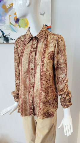 Bluse in Print Toile de Jouy ( d.rot/beige)