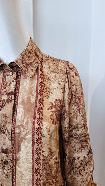 Bluse in Print Toile de Jouy ( d.rot/beige)