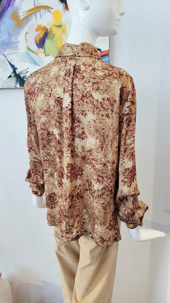 Bluse in Print Toile de Jouy ( d.rot/beige)