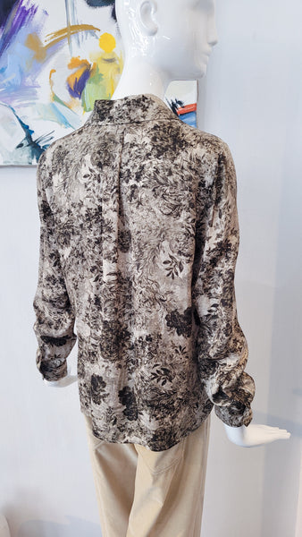 Bluse in Print Toile de Jouy-Art (d. khaki)
