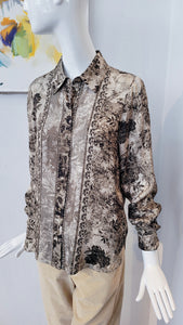 Bluse in Print Toile de Jouy-Art (d. khaki)