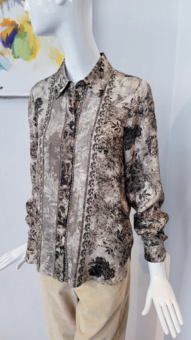 Bluse in Print Toile de Jouy-Art (d. khaki)