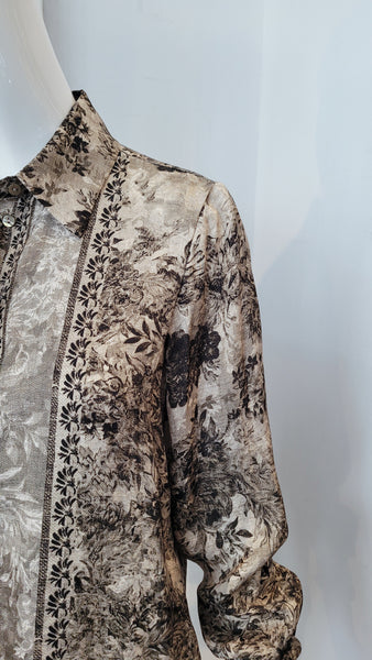 Bluse in Print Toile de Jouy-Art (d. khaki)