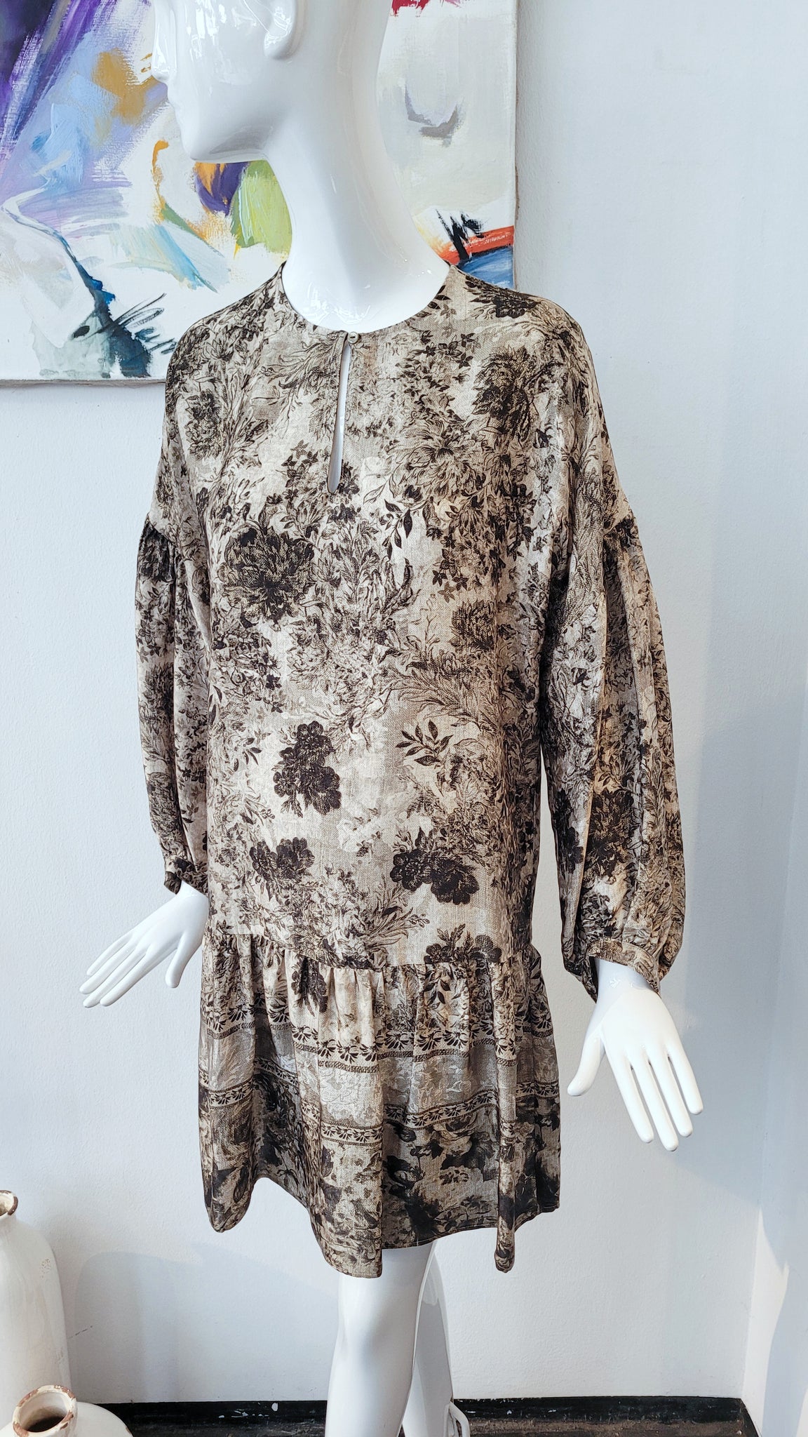 Kleid in Print Toile de Jouy-Art (d.khaki)
