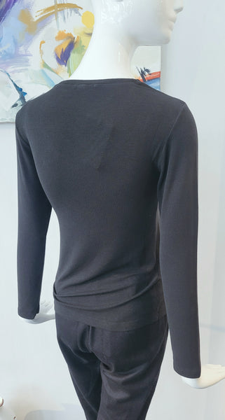 Rippenshirt mit Kaschmir (schwarz)