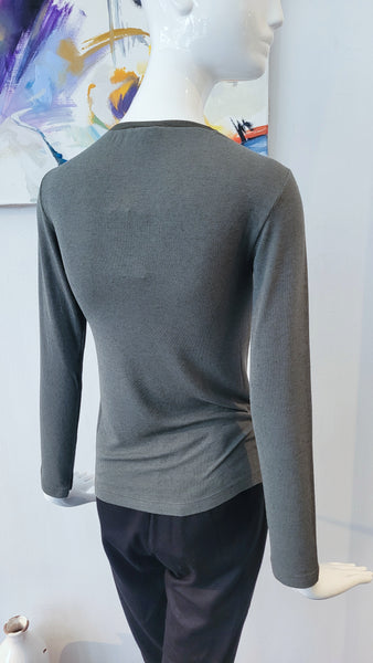 Rippenshirt mit Kaschmir (grün)