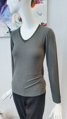 Rippenshirt mit Kaschmir (grün)