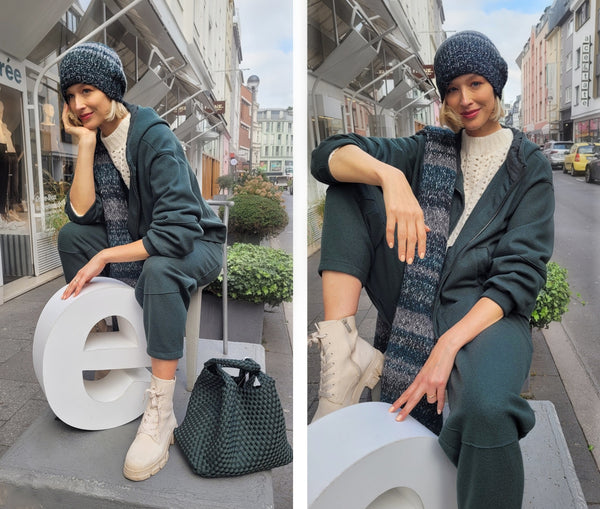 Kapuzenjacke gekochte Wolle,  s. overs. (grün)