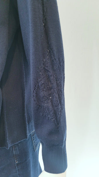 Pulli mit Ajour auf Ärmel (blau)