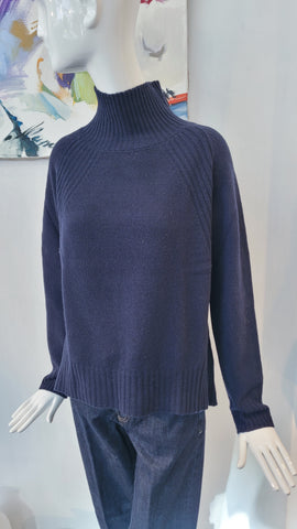 Pulli mit Stehkragen & Details (blau)