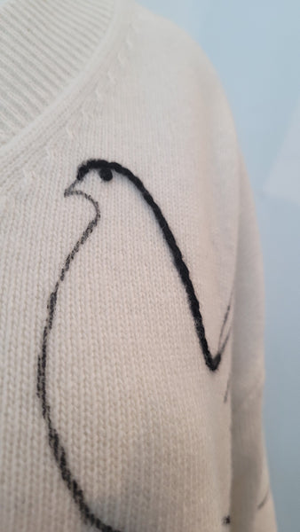 Pulli mit Print u. Stickerei