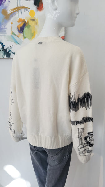 Pulli mit Print u. Stickerei