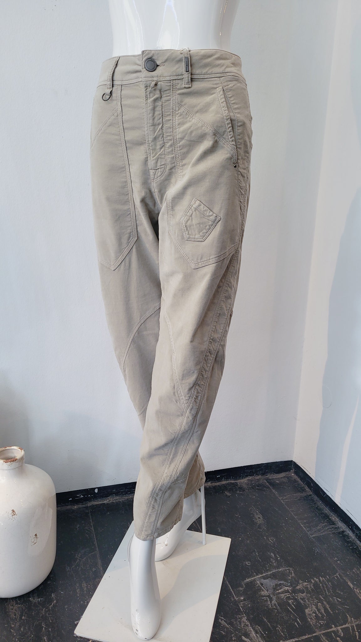 Hose raffin. Schnitt, Velvet (beige)