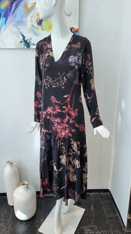 Seidenkleid mit Voilant (d.braun)