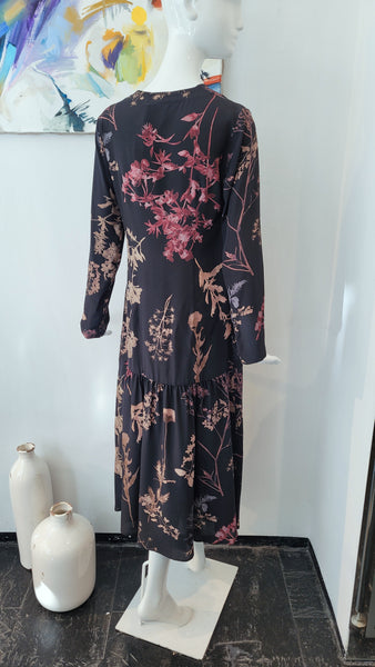 Seidenkleid mit Voilant (d.braun)